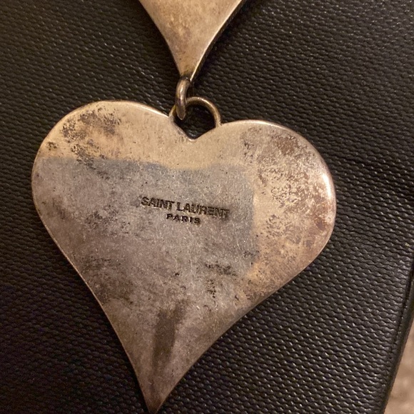 Saint Laurent YSL Black White Zebra Heart Statement Drop Clip Earrings - Picture 3 of 4